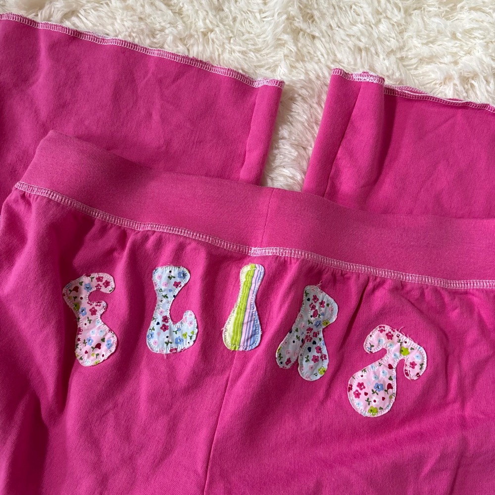 Steve & Barrys Hot Pink Flirt Applique Wide Leg Sweatpants Y2K Lounge Pants L